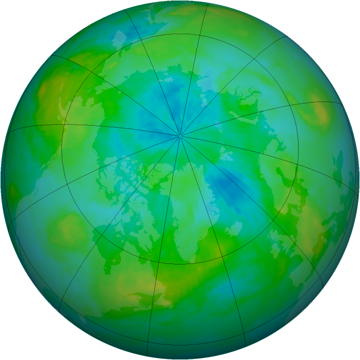 Arctic ozone map for 22 August 1988